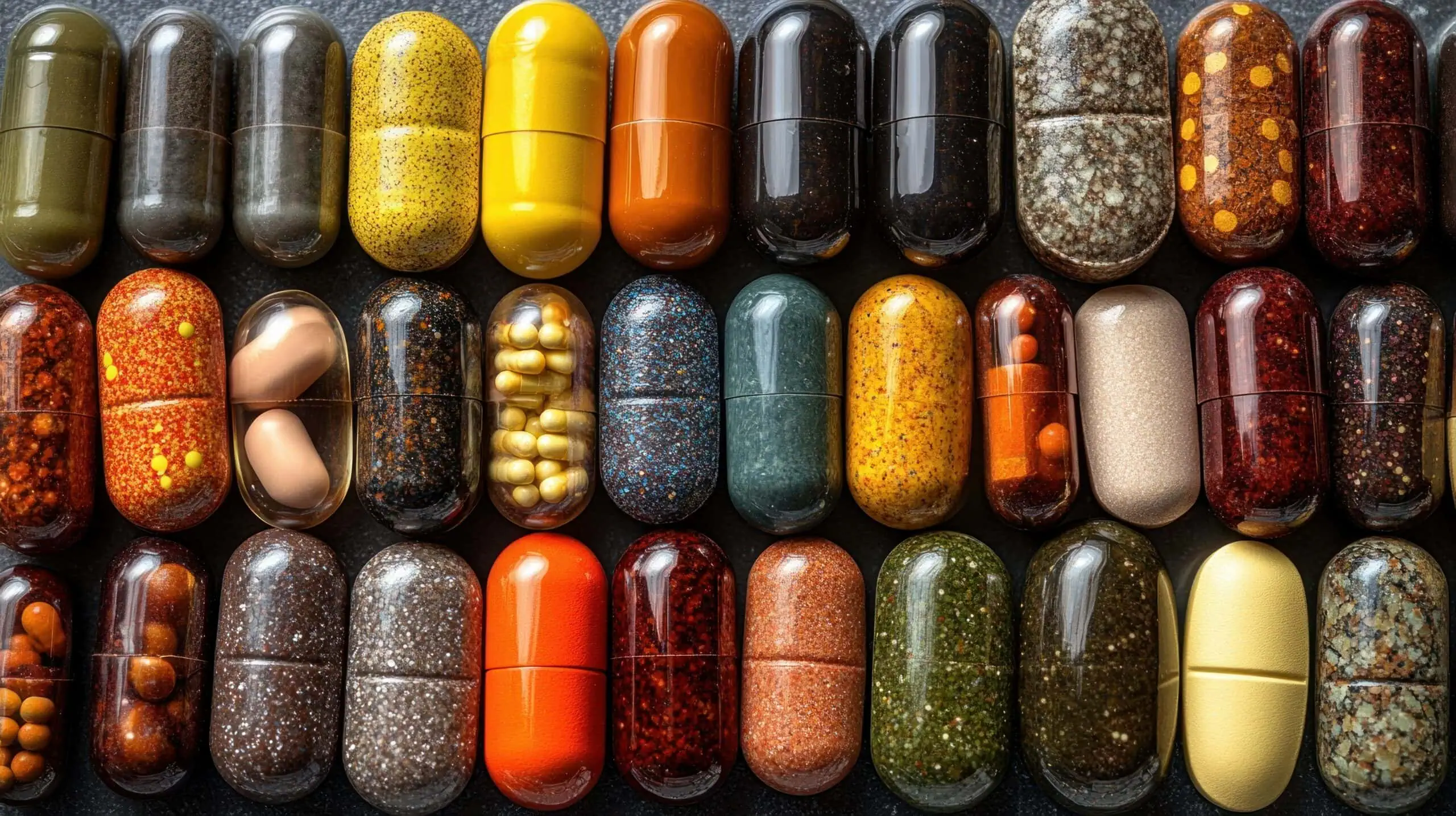 Colorful Assortment Of Various Capsules And Pills