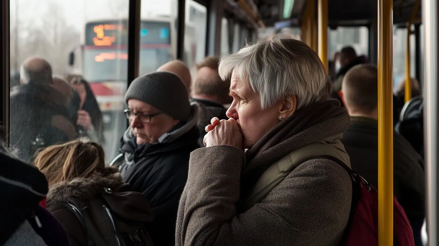 Cc4863 Middle Aged Woman Standing In An Extremely Crowded Bus H Fb783a49 317a 4db0 8aca 8221b6c45