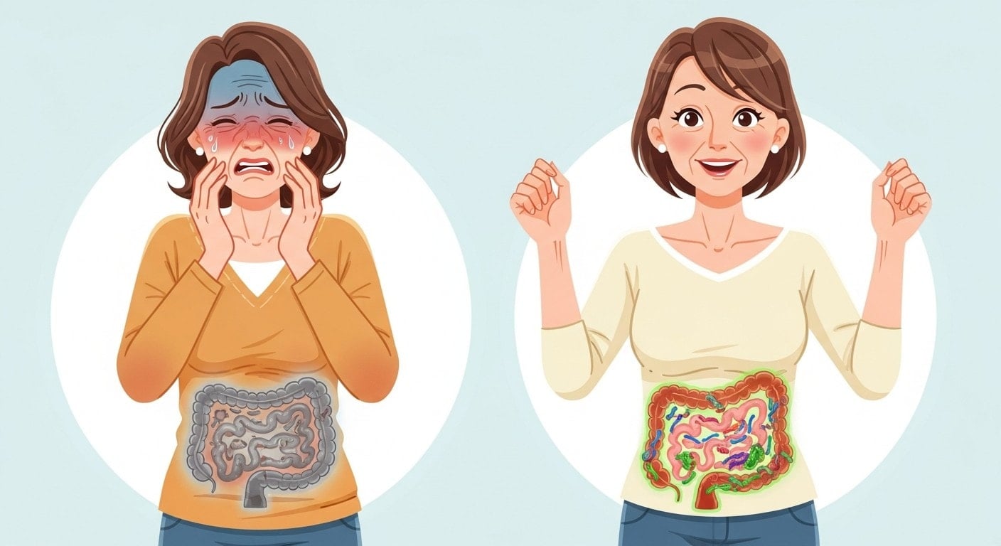 Dysbiosis Vs Healthy Microbiome Aged Woman