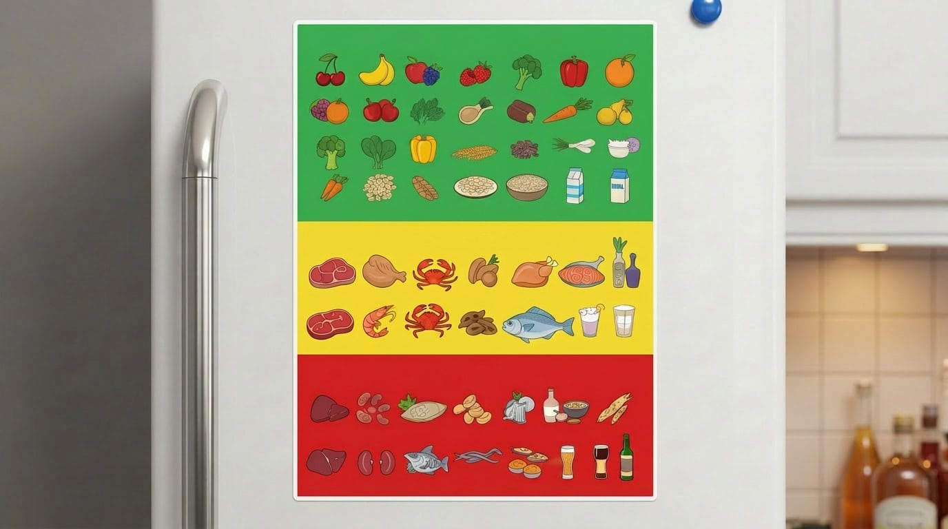 Gout Diet Food Chart On Fridge