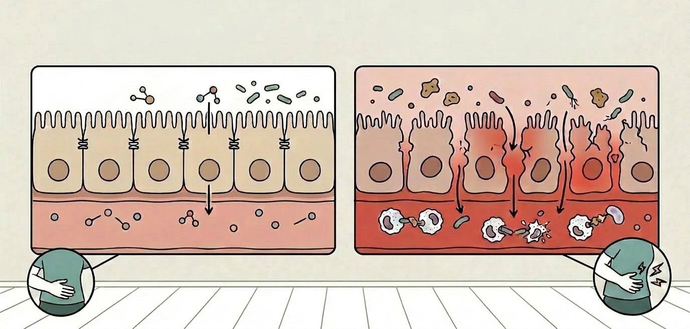 Gut Barrier Comparison Healthy Damaged