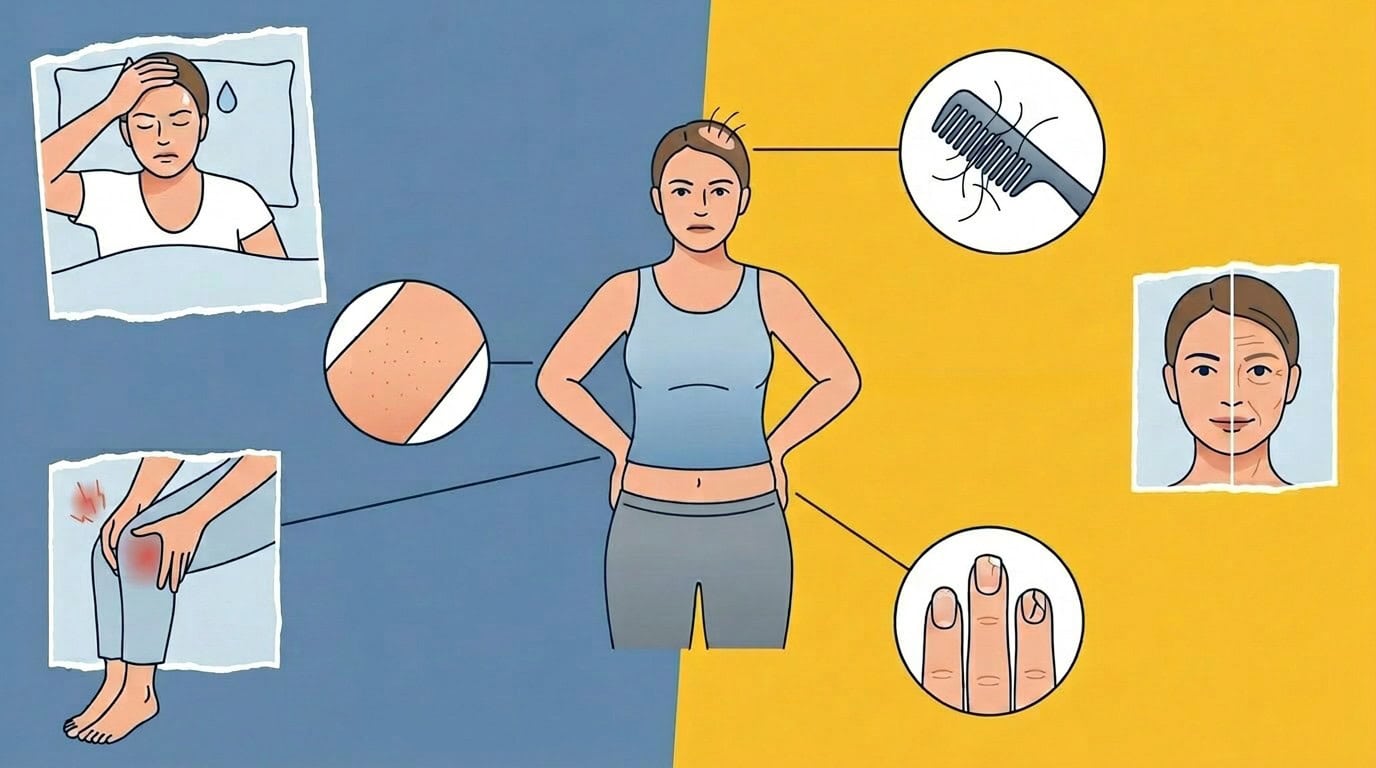 Menopause Symptoms Illustration Split