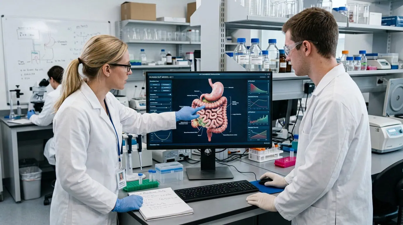 Scientists Analyzing Gut Model