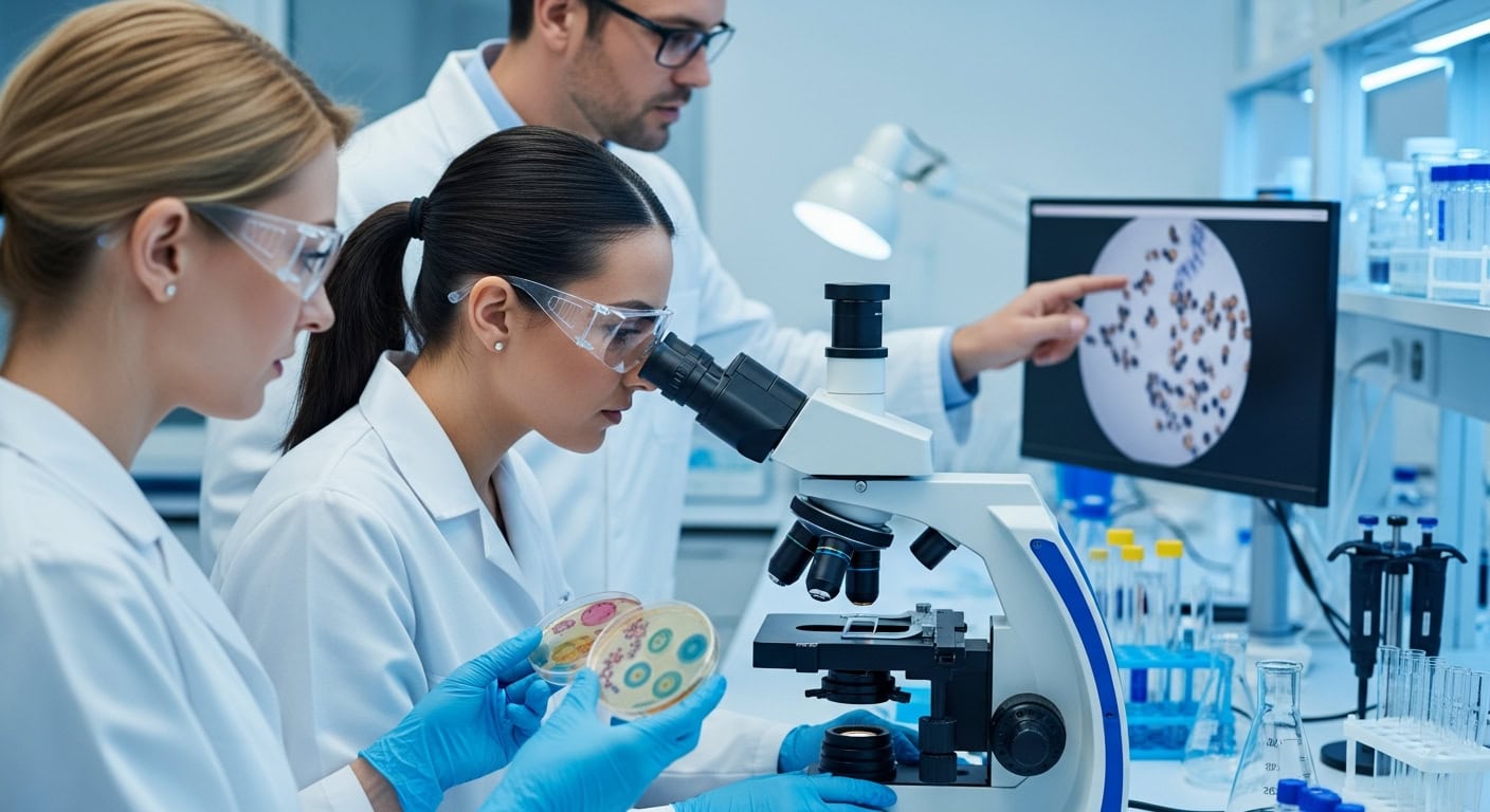 Scientists Observing Bacteria