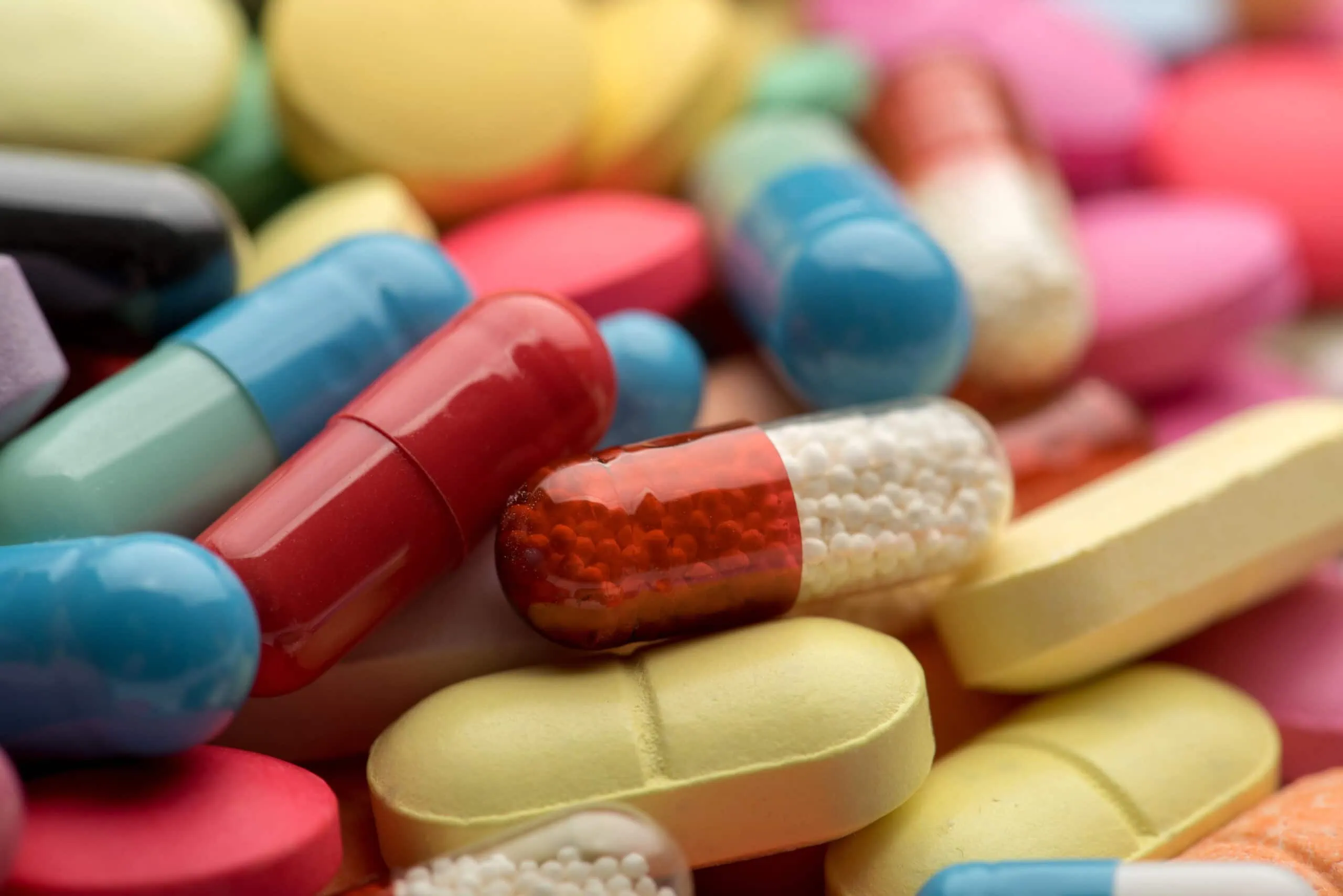 Pharmacy,theme.,multicolored,isolated,pills,and,capsules