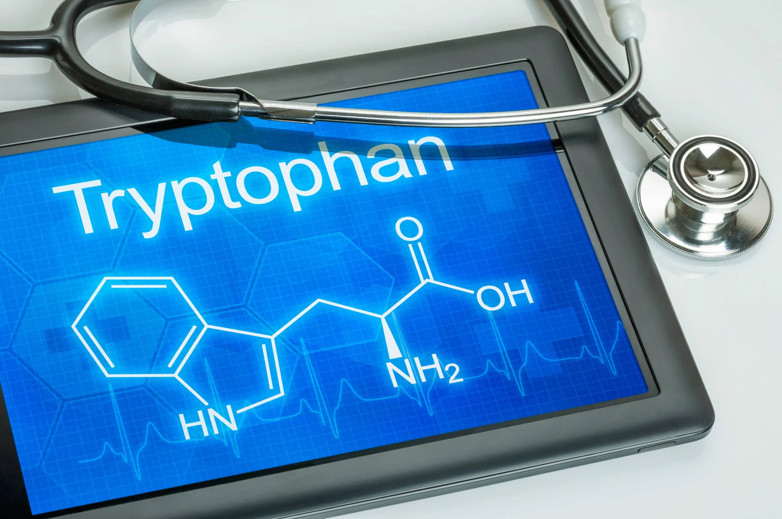 Tablet,with,the,chemical,formula,of,tryptophan